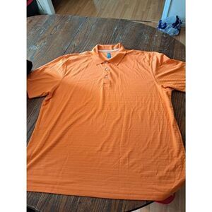 XXL PGA Tour Orange Short Sleeve Pullover 3 Button Textur Golf Casual Polo Shirt